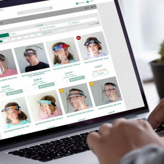 online günstig bestellen: Gesichttschutzmasken, transparente Spuckschutzscheiben, Thekenaufsatz, schnelle Lieferung, Katzer Printvision GmbH, Sandhausen, Mannheim, Heidelberg, Leimen