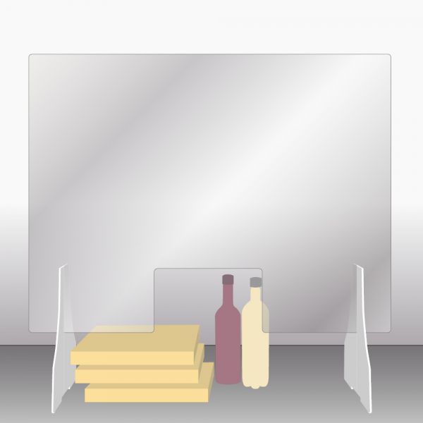 tranparenter Thekenaufsteller mit Durchreiche und variabler Höhe - optimal für Pizzerien, Restaurants, Bäcker, Metzer, Blumenläden etc.- günstig online bestellen